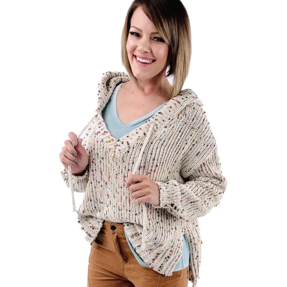 POL confetti Multicolor cableKnit Sweater